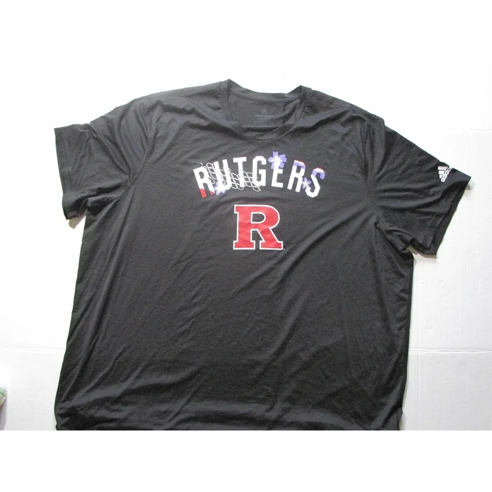 Rutgers Scarlet Knights Shirt Mens‎ 4XL Black NCAA Basketball Adidas Graphic